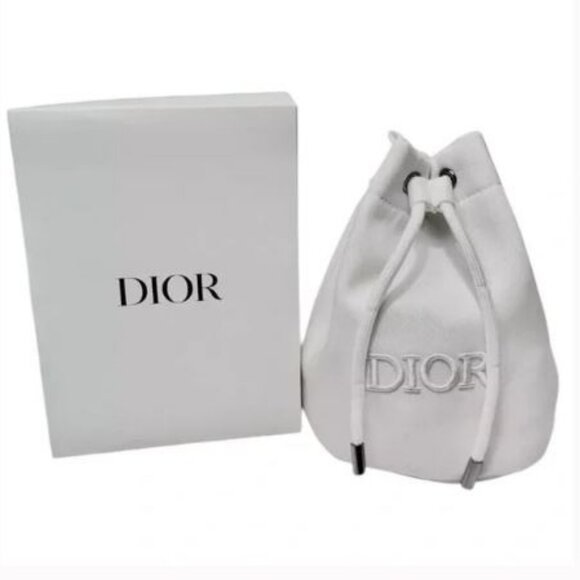 Dior Beauty Logo White Twill Drawstring Bucket Bag Makeup Pouch - NWT/NIB - Picture 1 of 4